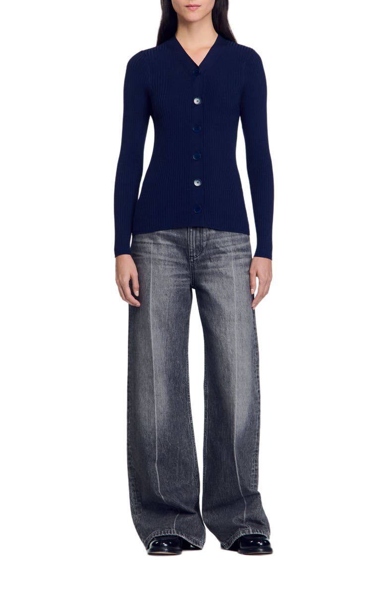 SANDRO Rib knit cardigan, Alternate, color,