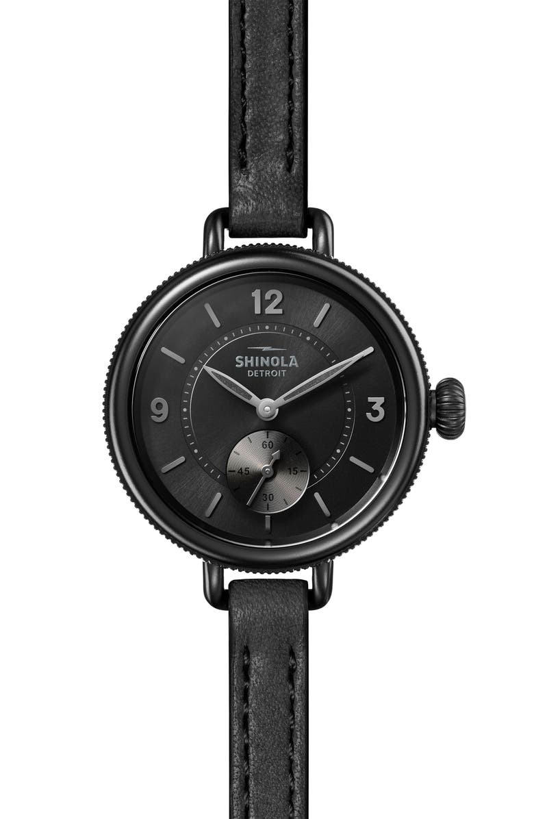 Shinola The Birdy Leather Strap Watch, 34mm, Main, color, 