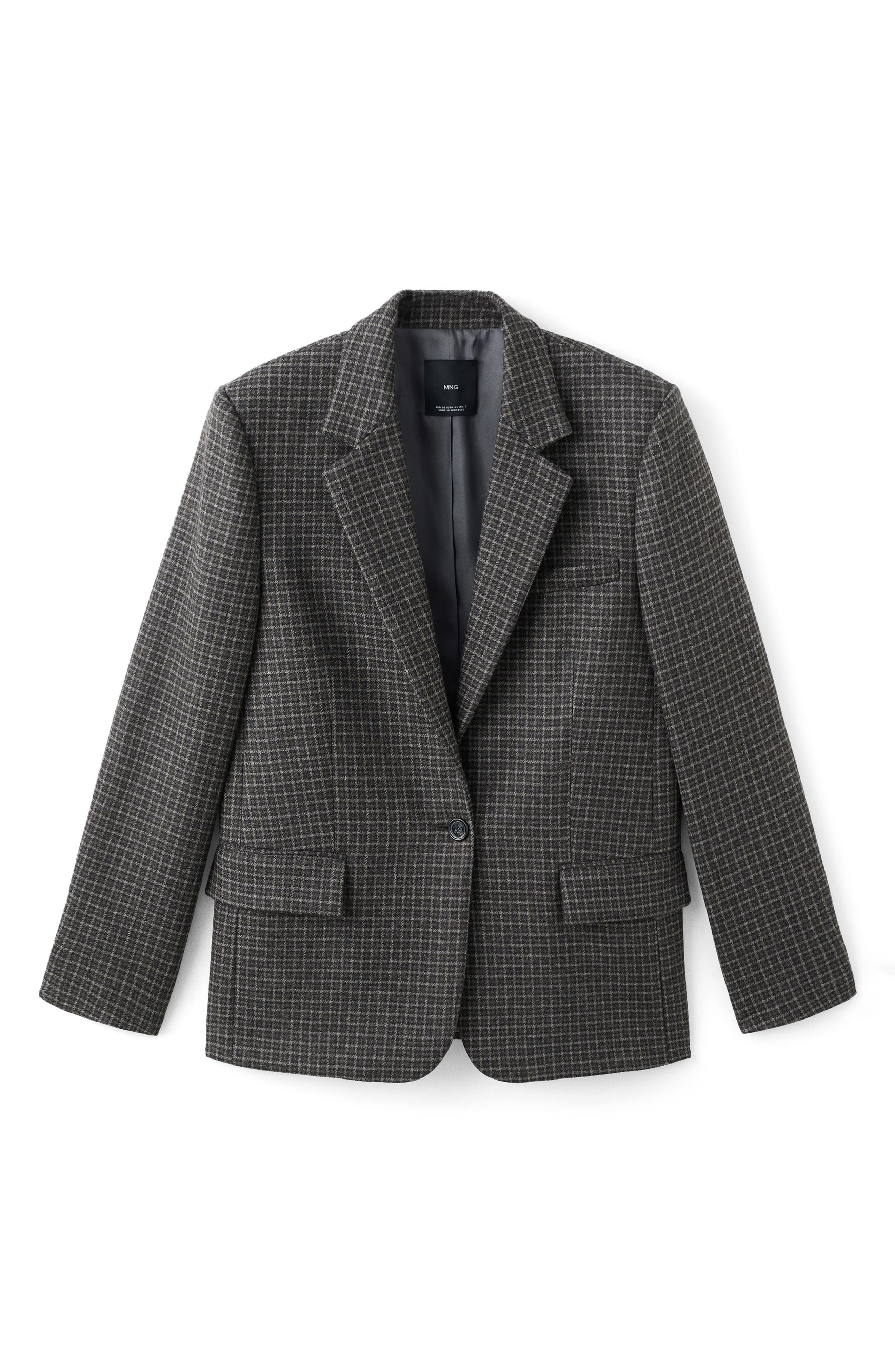 MANGO Check Wool Blend Blazer