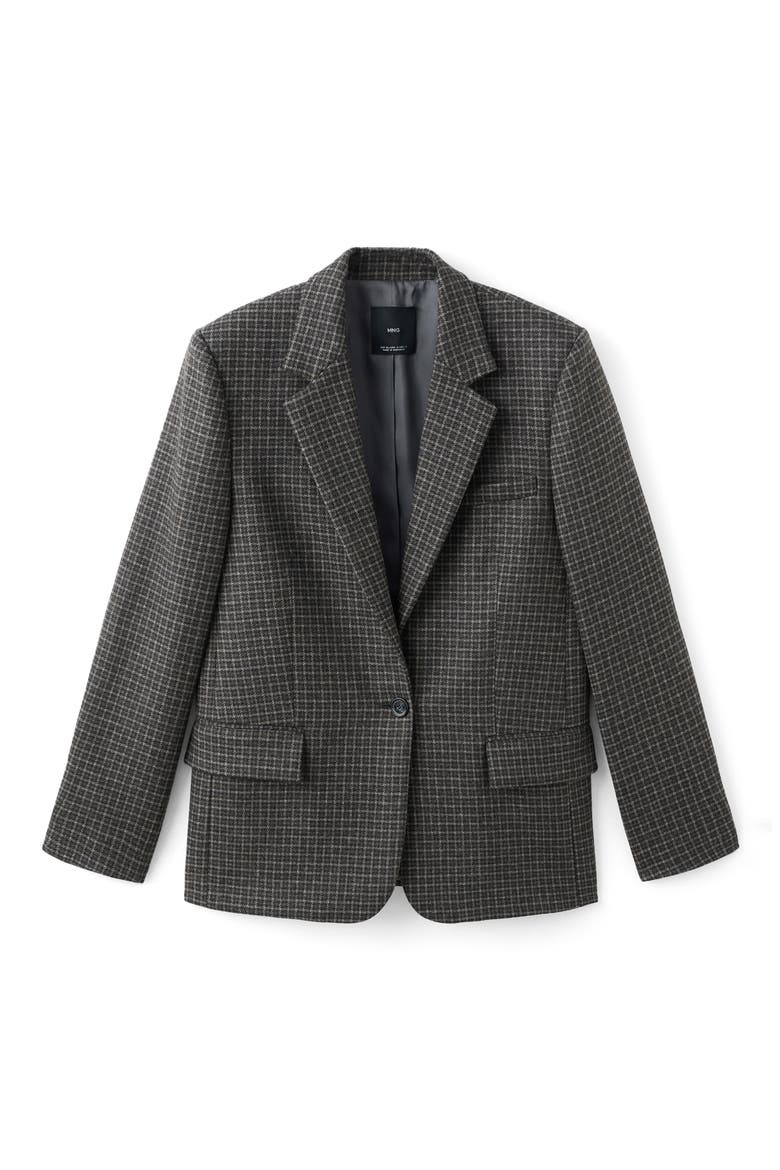 Check Wool Blend Blazer, Main, color, GREY