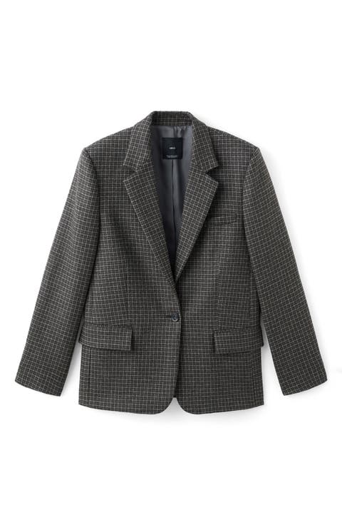 Check Wool Blend Blazer