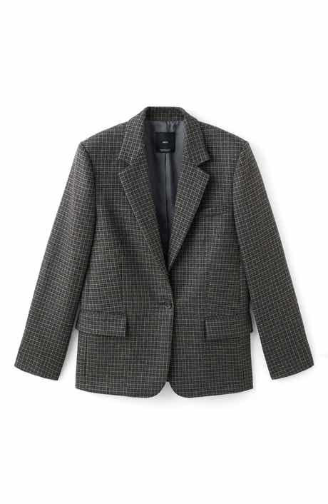 MANGO Check Wool Blend Blazer