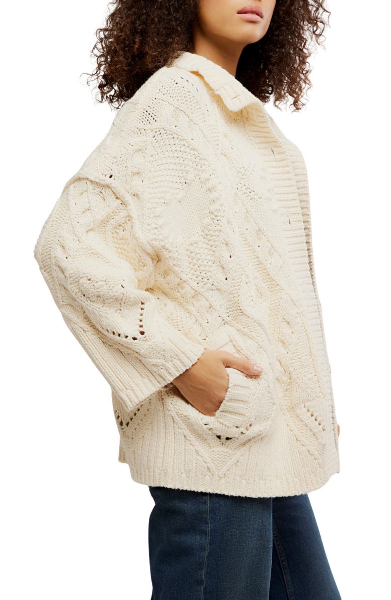 Free People Heart You Cotton Cardigan, Alternate, color, Ivory