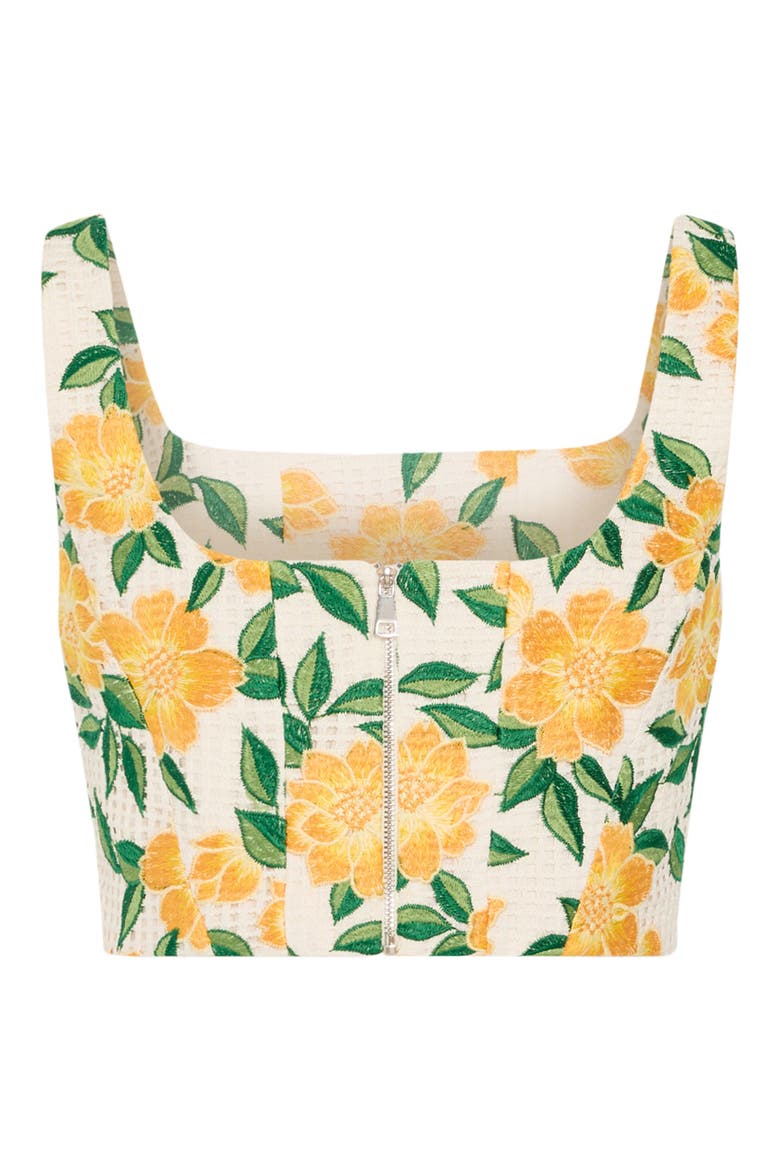 Mel Flower Embroidery Crop Top, Alternate, color, YELLOW/ GREEN