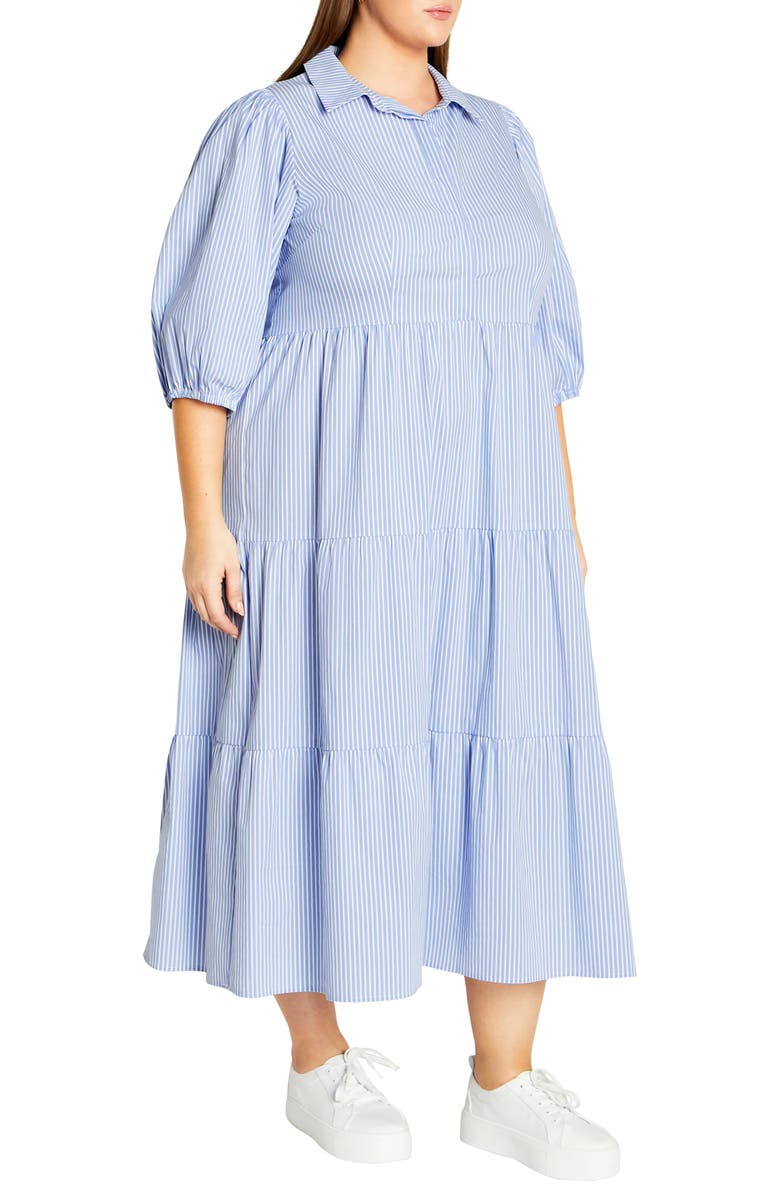 City Chic Skylight Empire Waist Midi Shirtdress, Alternate, color, 