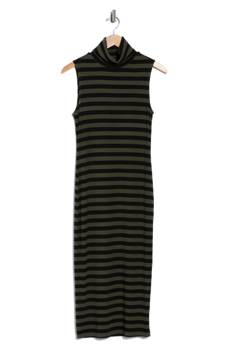 L'AGENCE Brita Stripe Sleeveless Dress, Alternate, color, Black/ Army Stripe