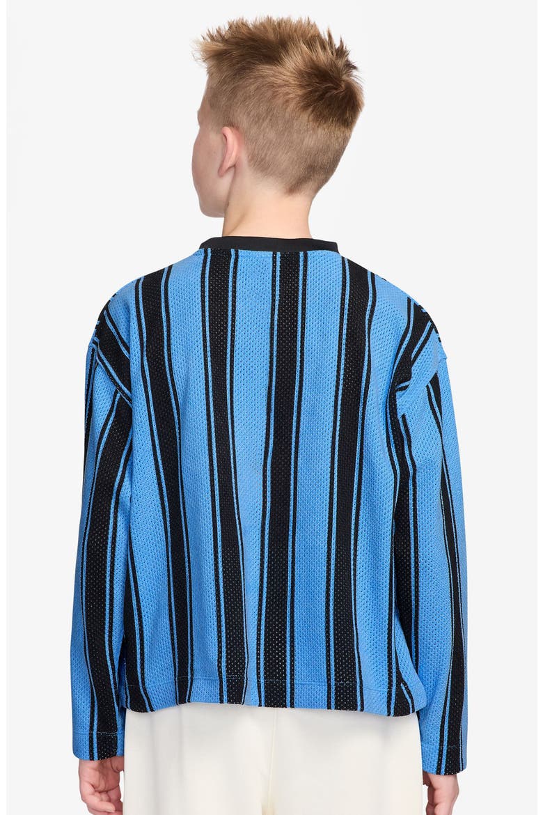Kids' Sportswear Stripe Long Sleeve Mesh Jersey, Alternate, color, UNIVERSITY BLUE/ BLACK/ BLACK
