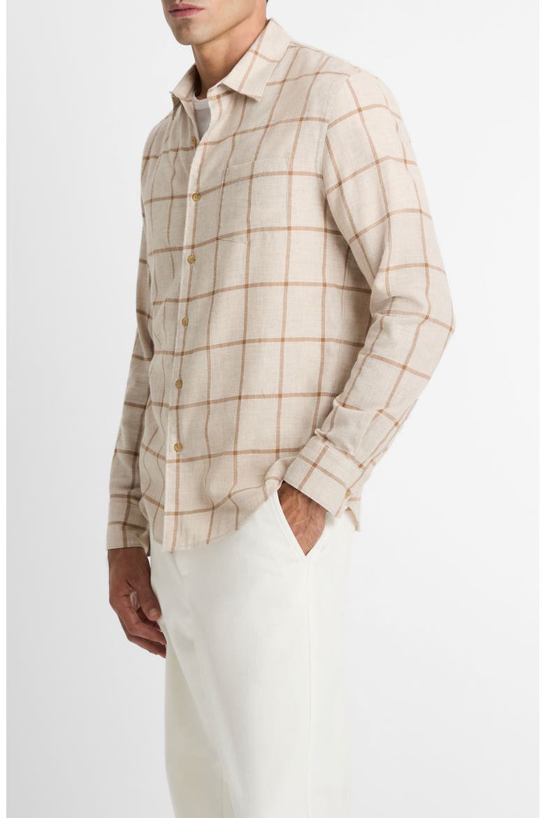 Rockery Plaid Button-Up Shirt, Alternate, color, HEATHER OATMEAL/ WALNUT