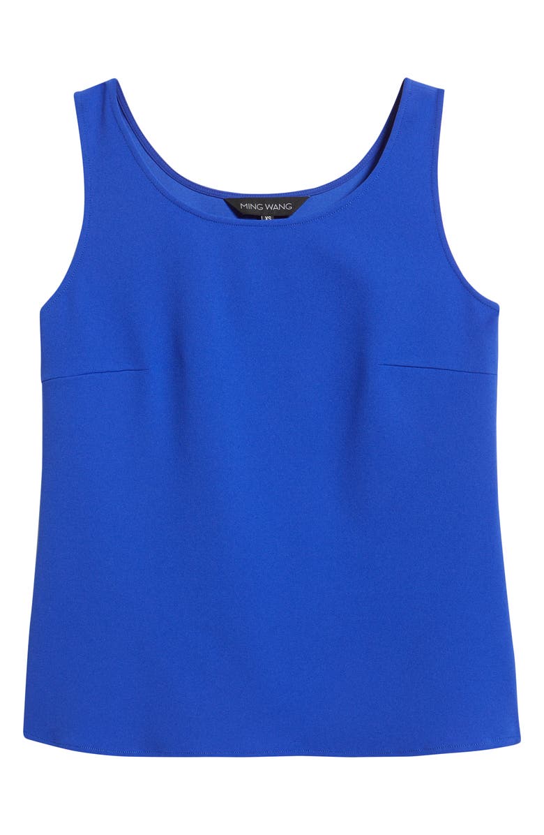 Ming Wang x Tanya Foster Deco Scoop Neck Stretch Crepe Tank, Alternate, color, Sapphire Sea