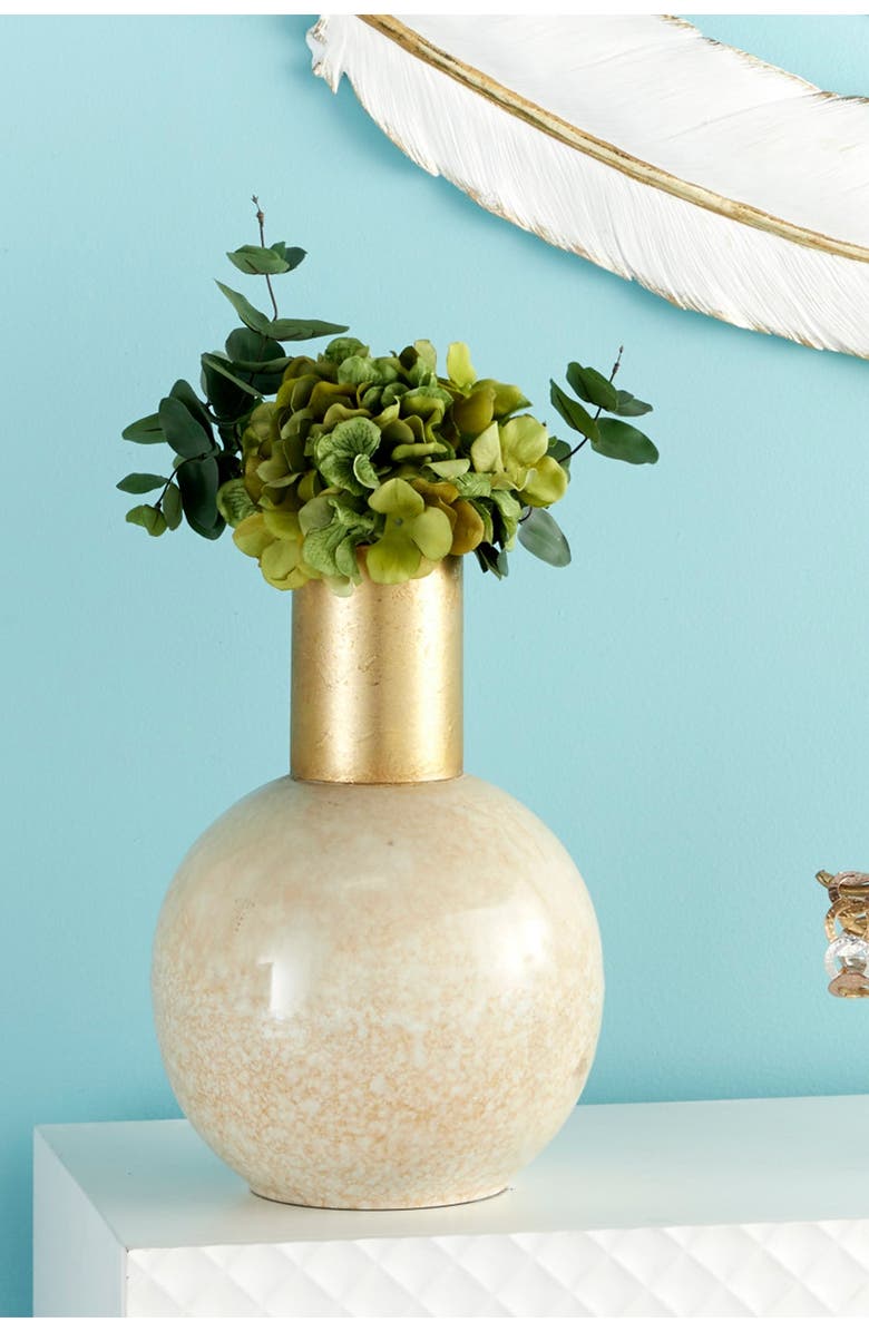 COSMO BY COSMOPOLITAN White Metal Vase with Goldtone Accent, Alternate, color, 