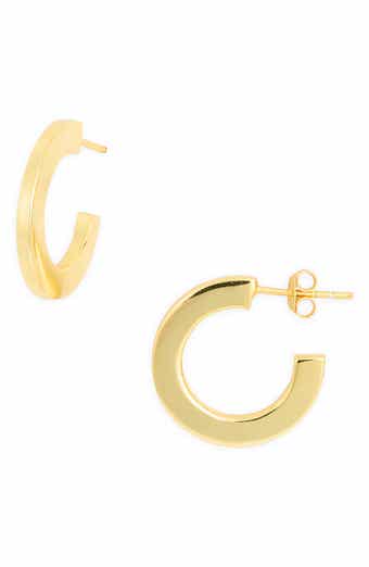 Argento Vivo Sterling Silver Thin Bar Hoop Earrings