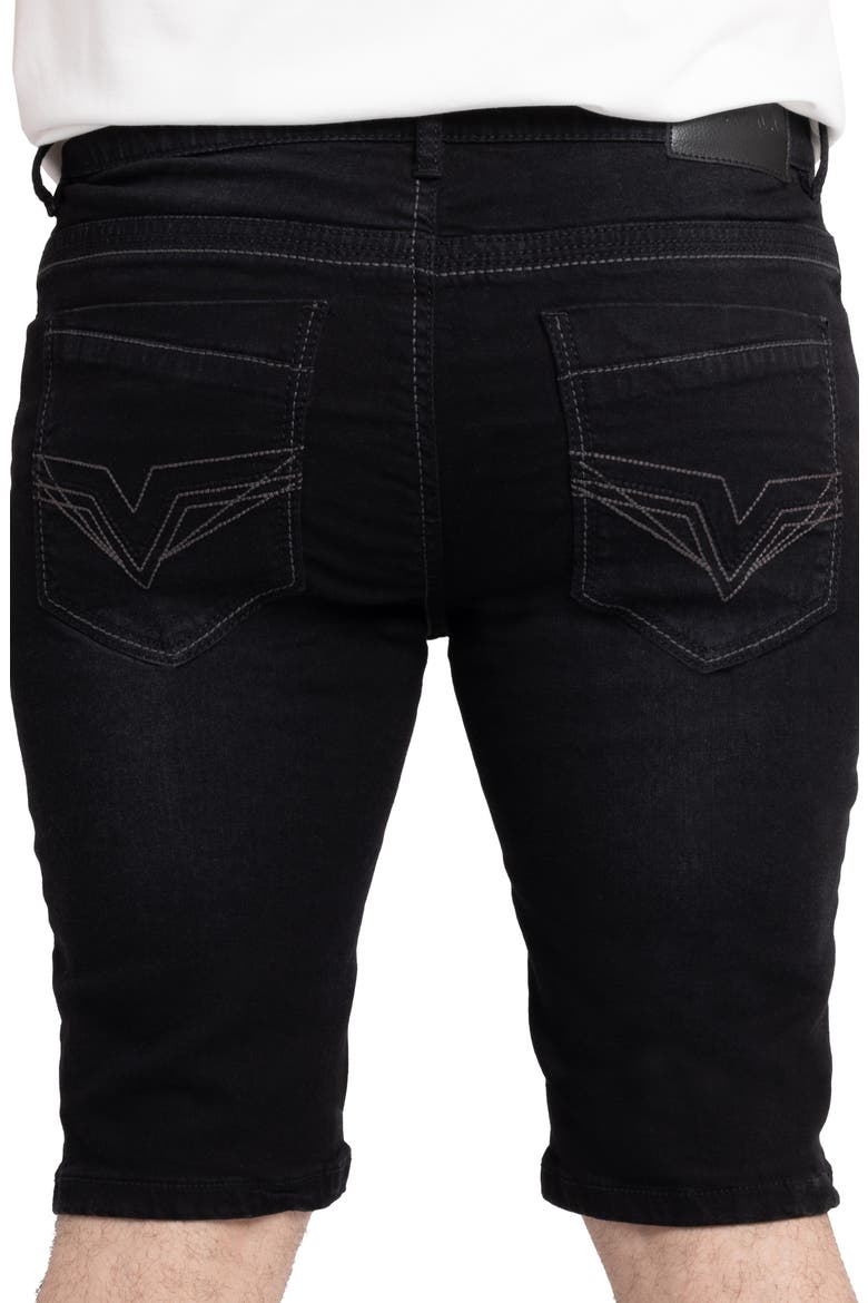 Cultura Saddle Stitch Straight Leg Denim Shorts, Alternate, color, BLACK WASH
