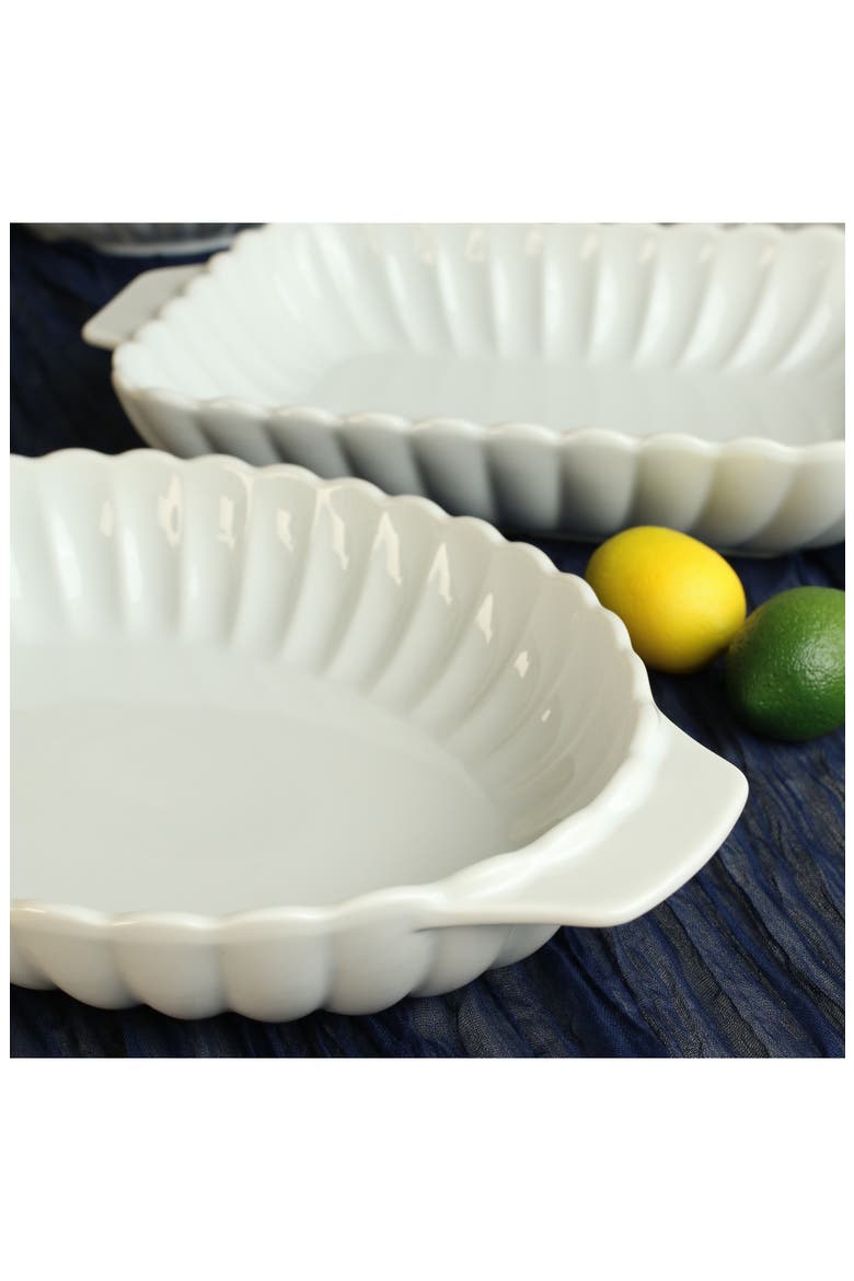 Petal 2-Piece Baking Dishes, Alternate, color, WHITE