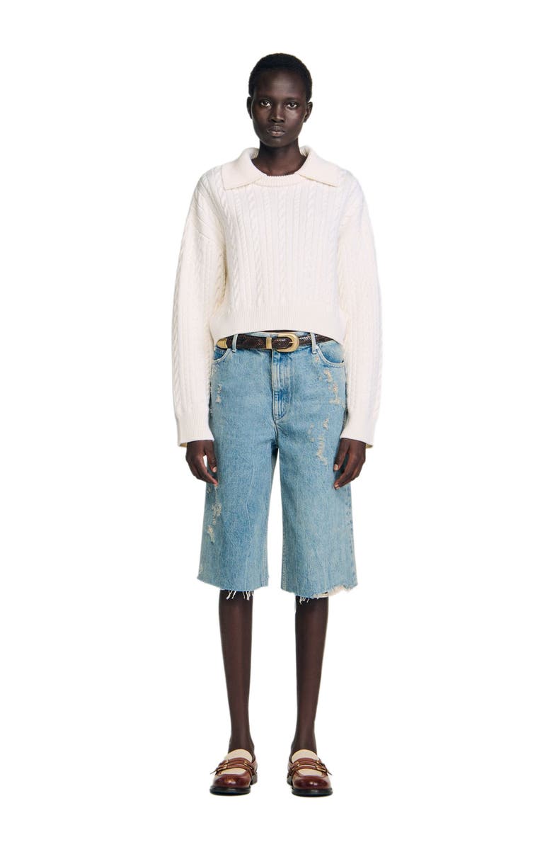 SANDRO Sailor-neck sweater, Alternate, color, Ecru