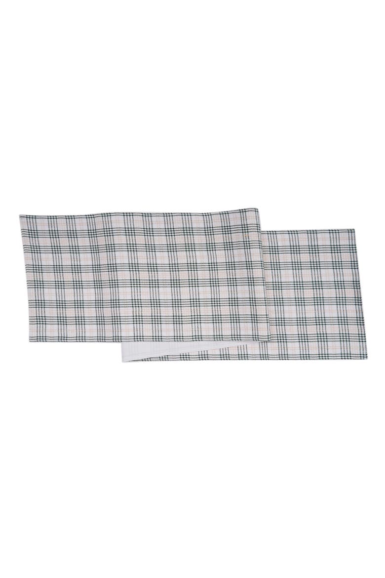 Sage & Gold Plaid 100% Cotton Christmas Table Runner 13" x 72", Main, color, Green