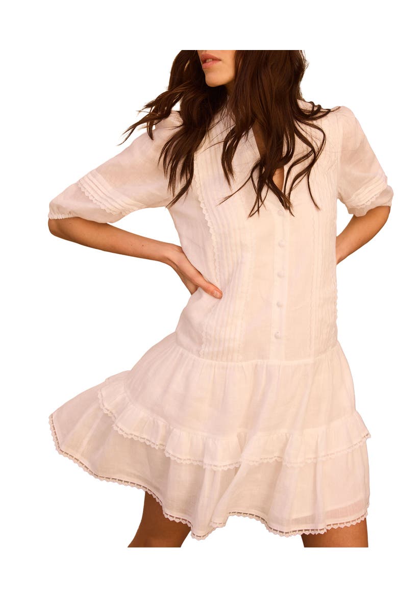 Ramie Ruffle Mini Dress, Alternate, color, Ivory