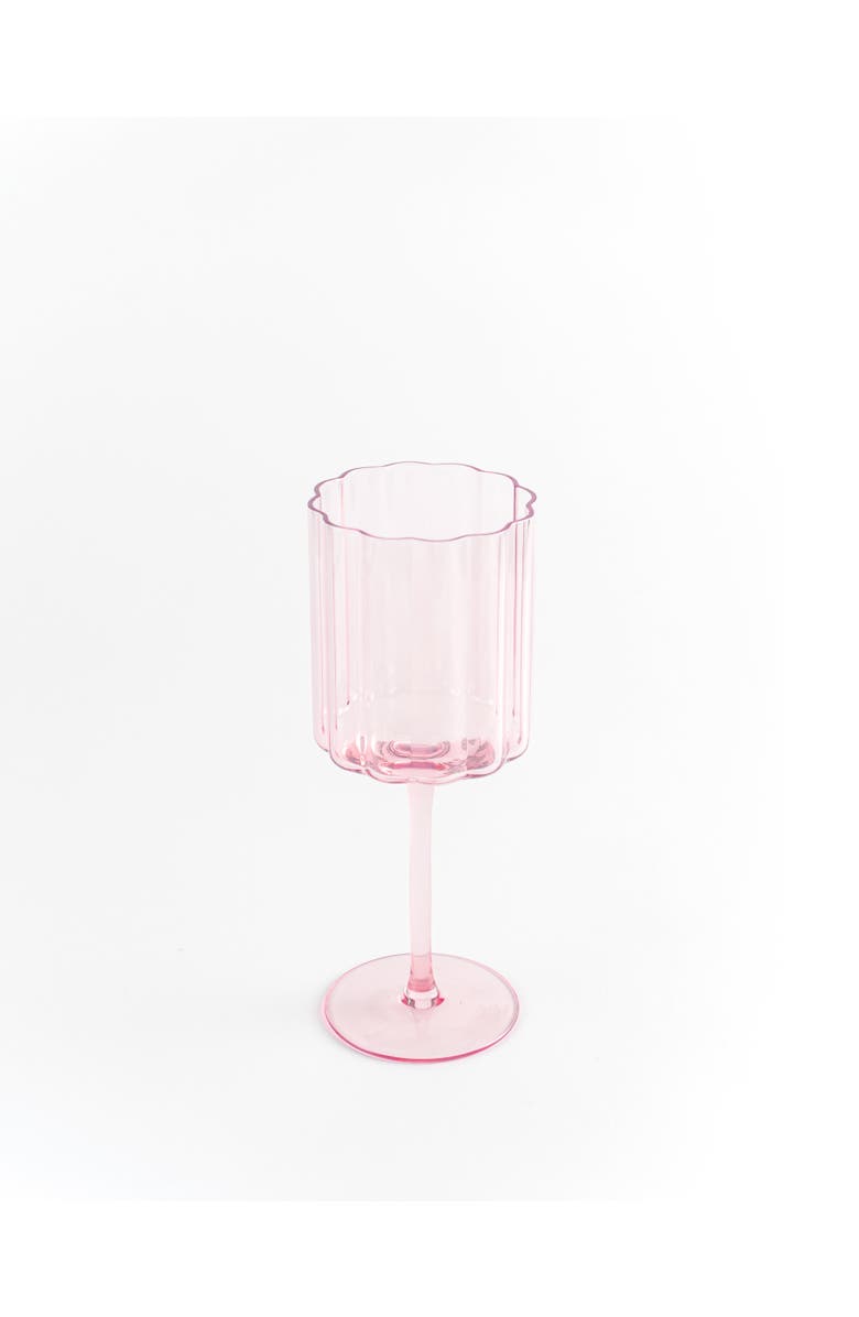 Jeanne Fitz Scalloped Rim Fluted Wine Glass, Set of 4, 12oz, Blush Pink, Alternate, color, Pink