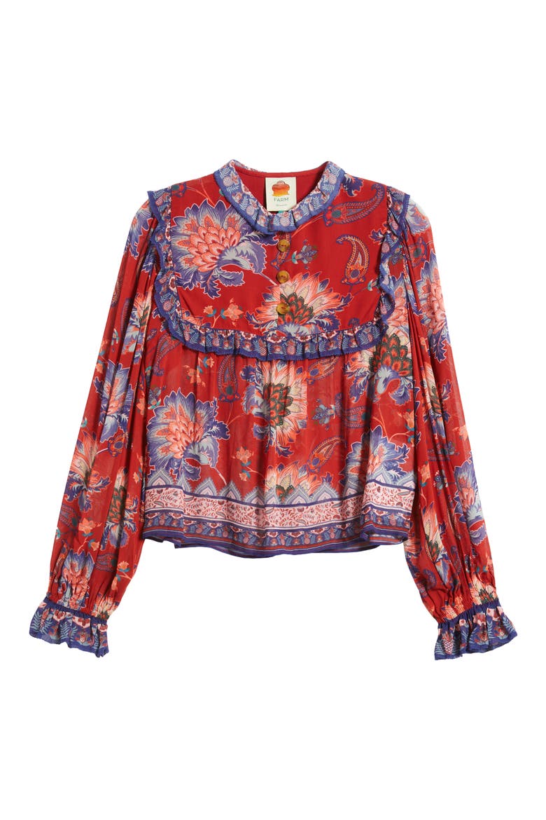 Luang Long Sleeve Popover Top, Alternate, color, RED