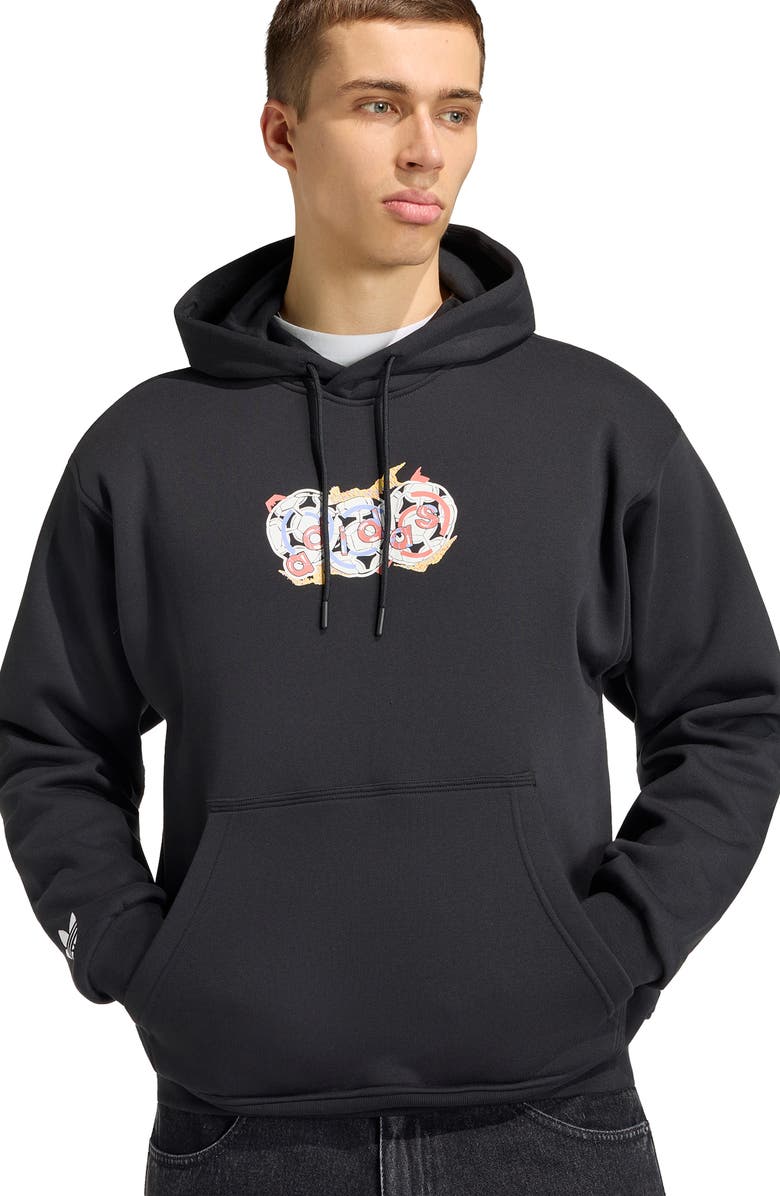 adidas Anime Soccer Cotton Blend Graphic Hoodie, Alternate, color, Black/ /