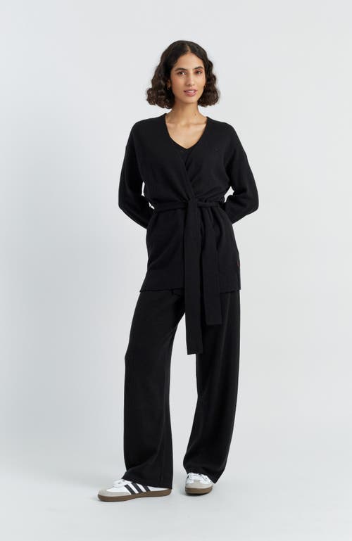 Chinti & Parker Wool Cashmere Blend Belt Wrap Cardigan In Black
