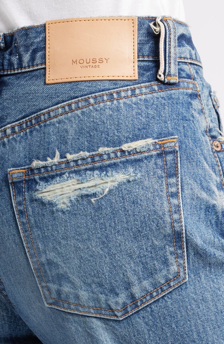 MOUSSY VINTAGE Ridgecrest High Waist Raw Hem Ankle Straight Leg Jeans, Alternate, color, Blue