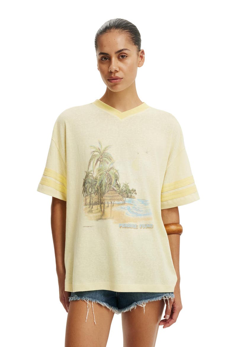 Women's V Neck Vacay Graphic Tee, Main, color, Paradise Found  Whipped