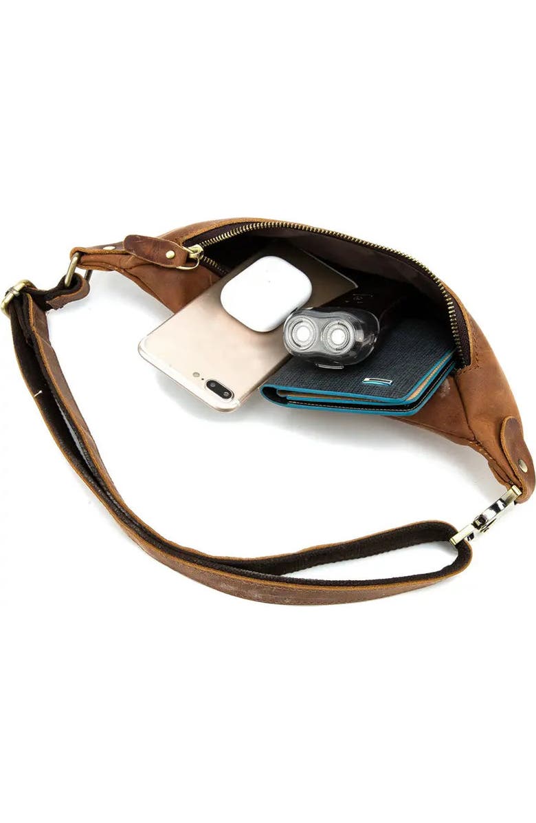 STEEL HORSE LEATHER Wagner Leather Waist Bag | Full Grain Leather Fanny Pack, Alternate, color, Brown