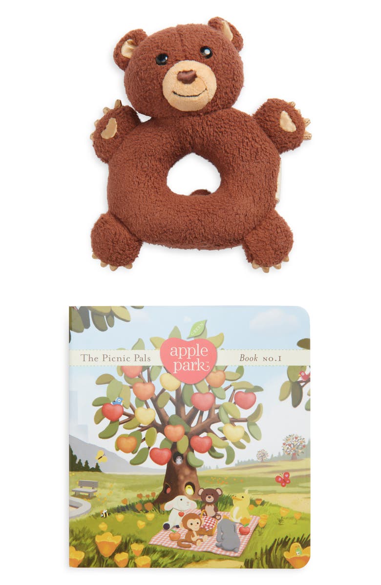 APPLE PARK The Picnic Pals Board Book & Cub Teething Rattle Gift Set, Main, color, Cubby