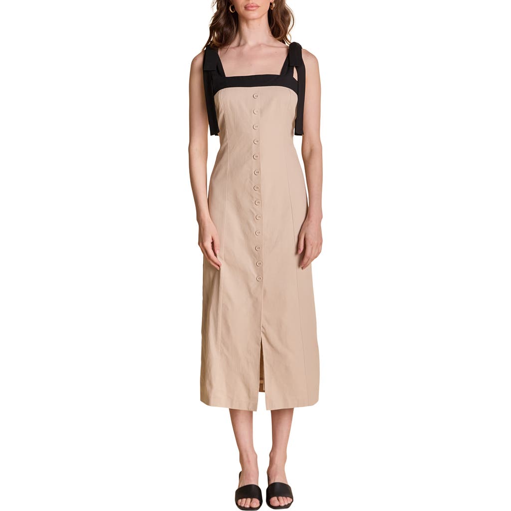 ENDLESS ROSE ENDLESS ROSE COTTON & LINEN BLEND MIDI SUNDRESS