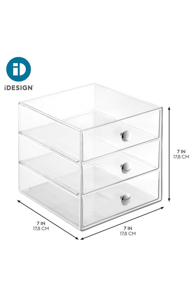 iDesign Stackable 3-Drawer Vanity Makeup Organizer - Set of 2 Clear, Alternate, color, Clear