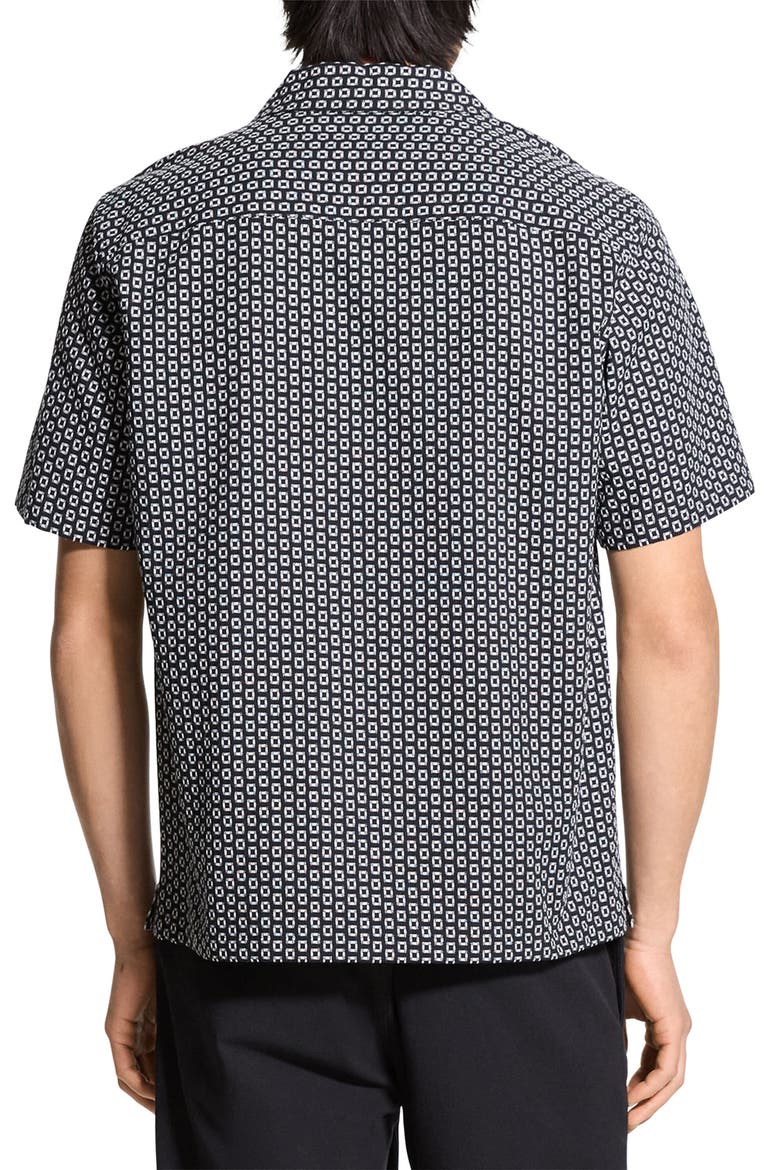 Noll Gemometric Cotton Camp Shirt, Alternate, color, BLACK/ WHITE