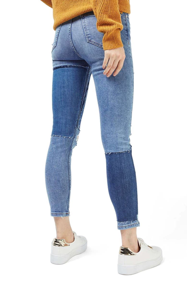 Topshop Moto Jamie Rip Panel Skinny Jeans, Alternate, color, 
