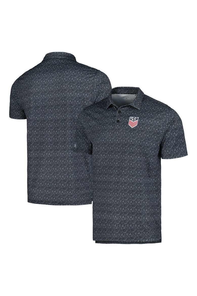 Men's Antigua Black USMNT Figment Polo, Main, color, Black