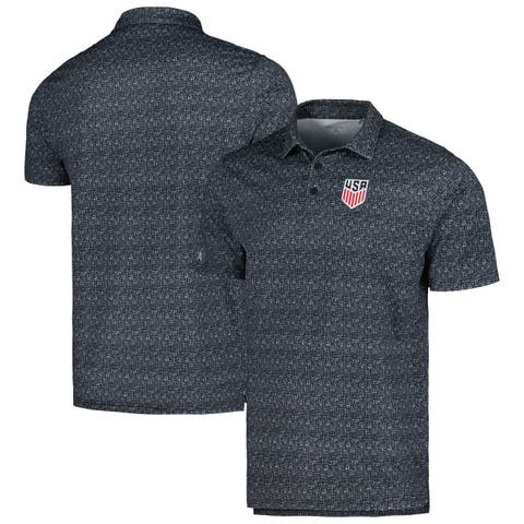 Men's Antigua Black USMNT Figment Polo