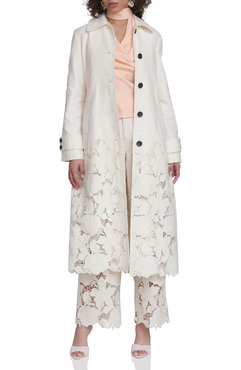 Avec Les Filles Embroidered Maxi Trench Coat, Alternate, color, 