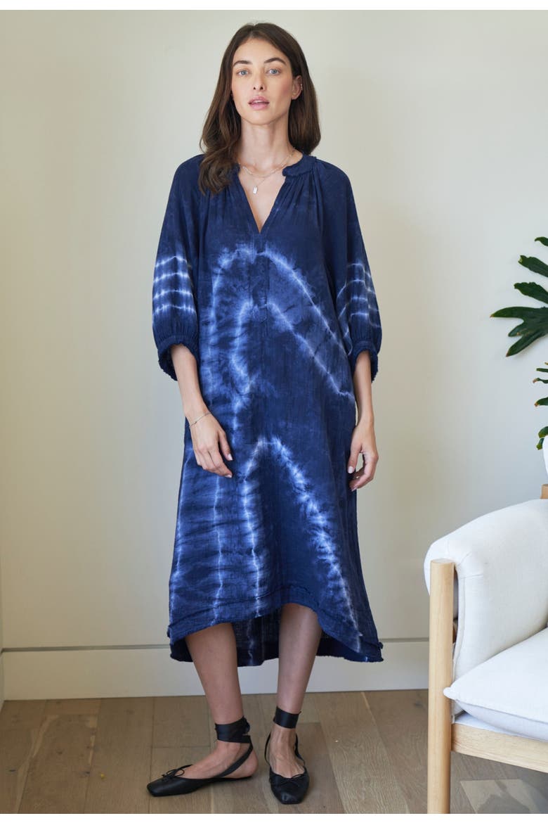 Tie Dye Gauze Dress with Pockets, Alternate, color, Navy River