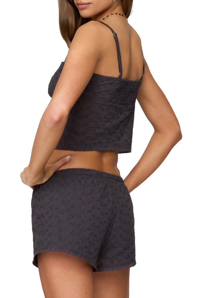 Shaya Eyelet Crop Camisole, Alternate, color, DARK-GRAY
