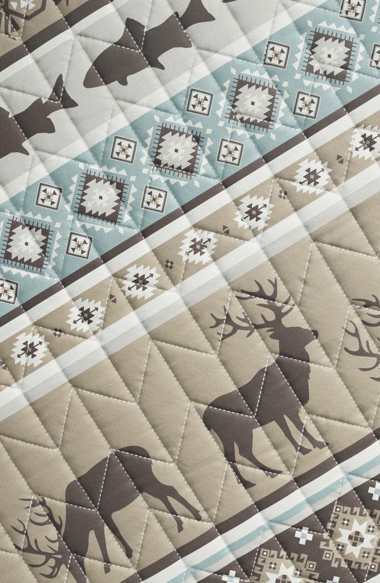Woven & Weft Wildlife Patchwork Quilt Set, Alternate, color, Rustic Lodge Stripes