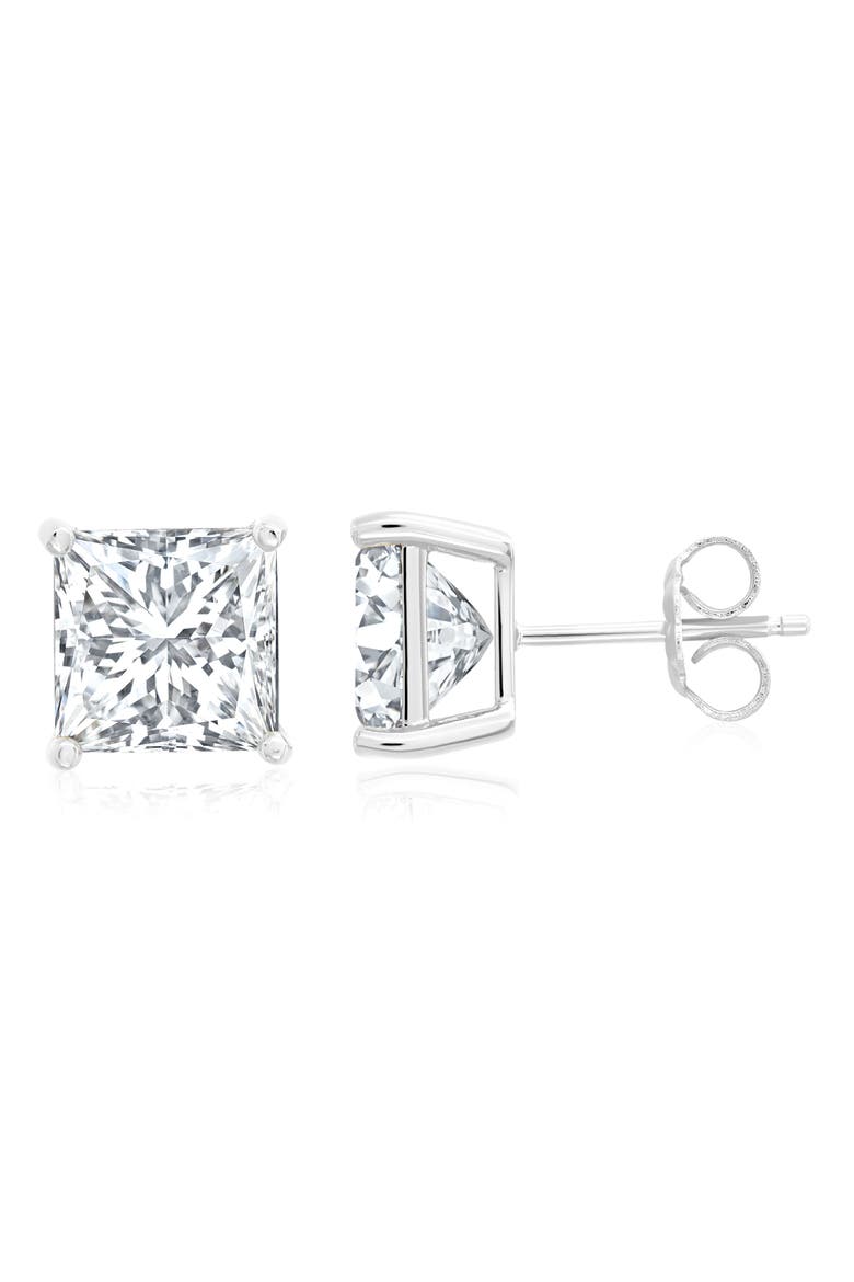 Men's Cubic Zirconia Square Stud Earrings, Main, color, PLATINUM