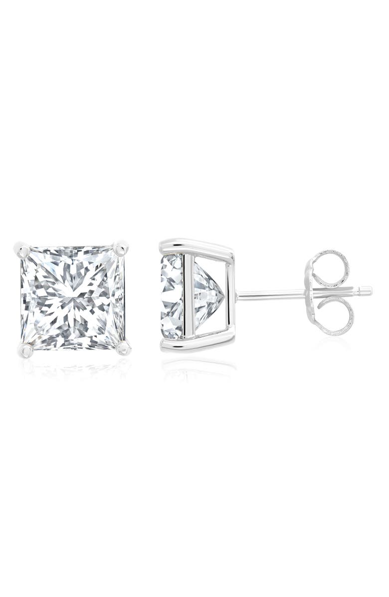 Crislu Men's Cubic Zirconia Square Stud Earrings, Main, color, Platinum