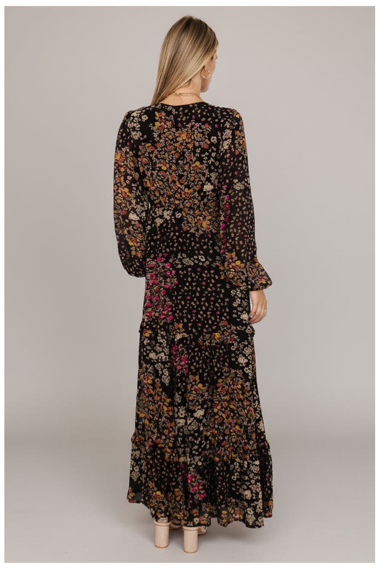 Bowman Deep V Maxi Dress, Alternate, color, Black Multi