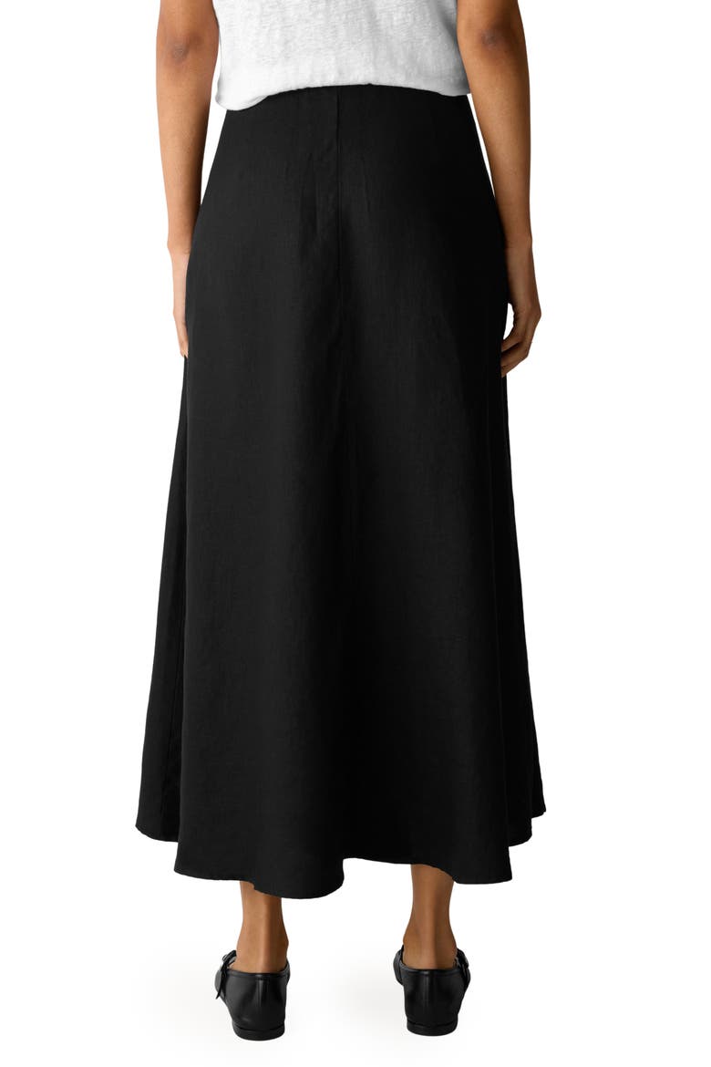 A-Line Organic Linen Midi Skirt, Alternate, color, BLACK