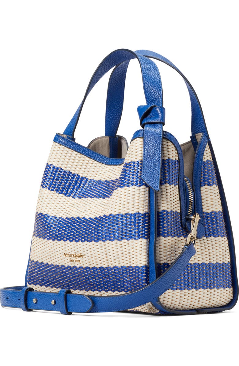 Kate Spade New York medium knott stripe woven straw shoulder bag, Alternate, color,