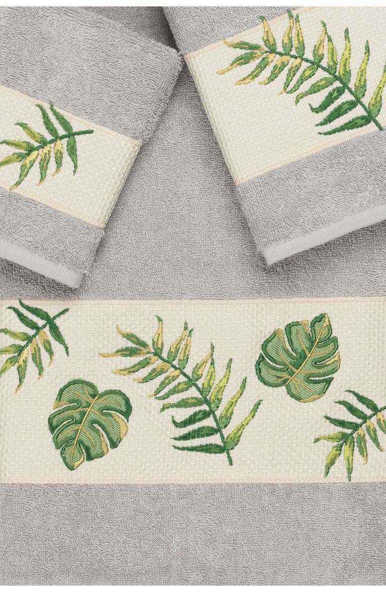 Linum Home Textiles Zoe 3-Piece Embellished Towel Set - Light Grey, Alternate, color, Light Grey