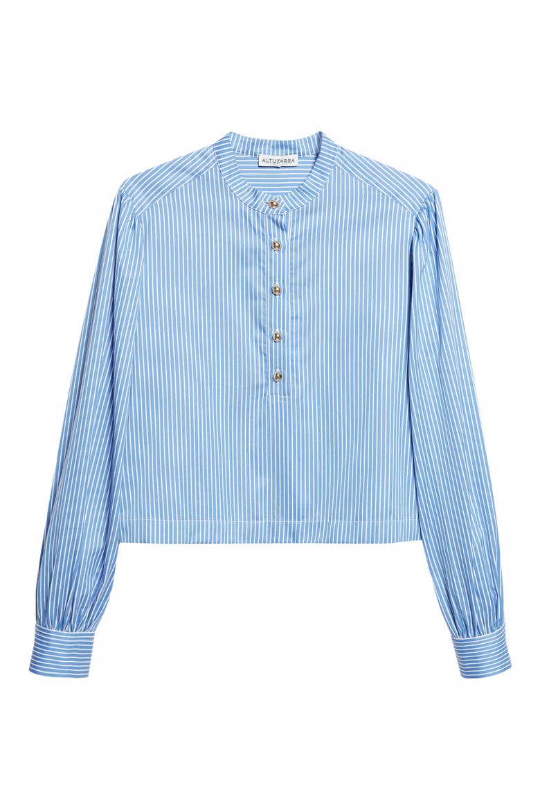 Margot Stripe Silk Shirt, Alternate, color, 374484 AZURE STRIPE