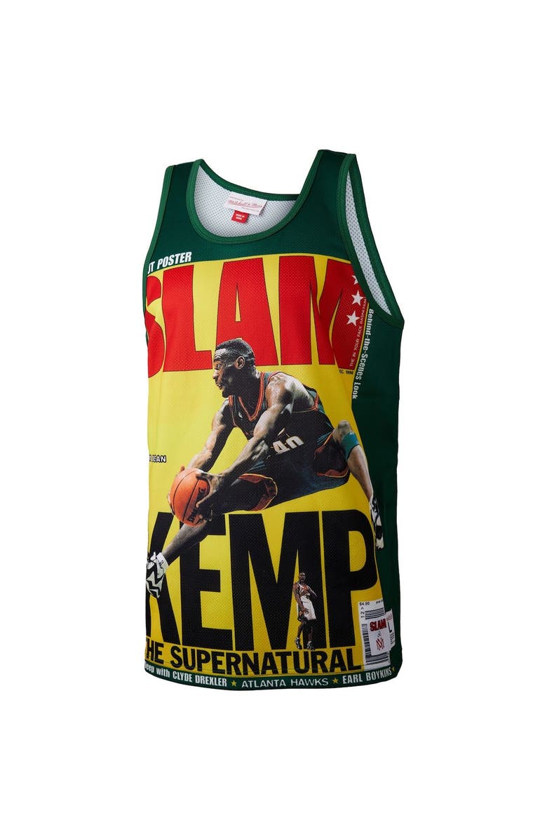 Mitchell & Ness Men's Mitchell & Ness Shawn Kemp Green Seattle SuperSonics Slam Player Tank Top, Alternate, color,