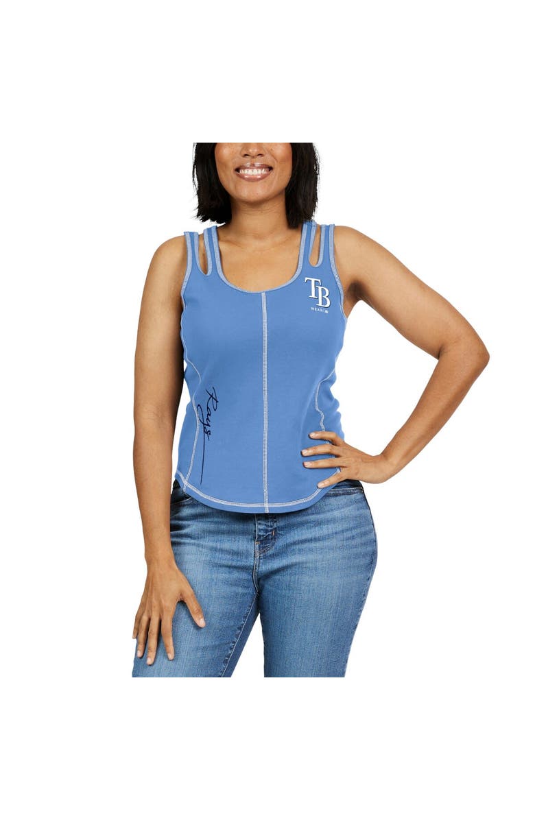 WEAR by Erin Andrews Women's WEAR by Erin Andrews Light Blue Tampa Bay Rays Contrast Stitch Tank Top, Alternate, color, Light Blue