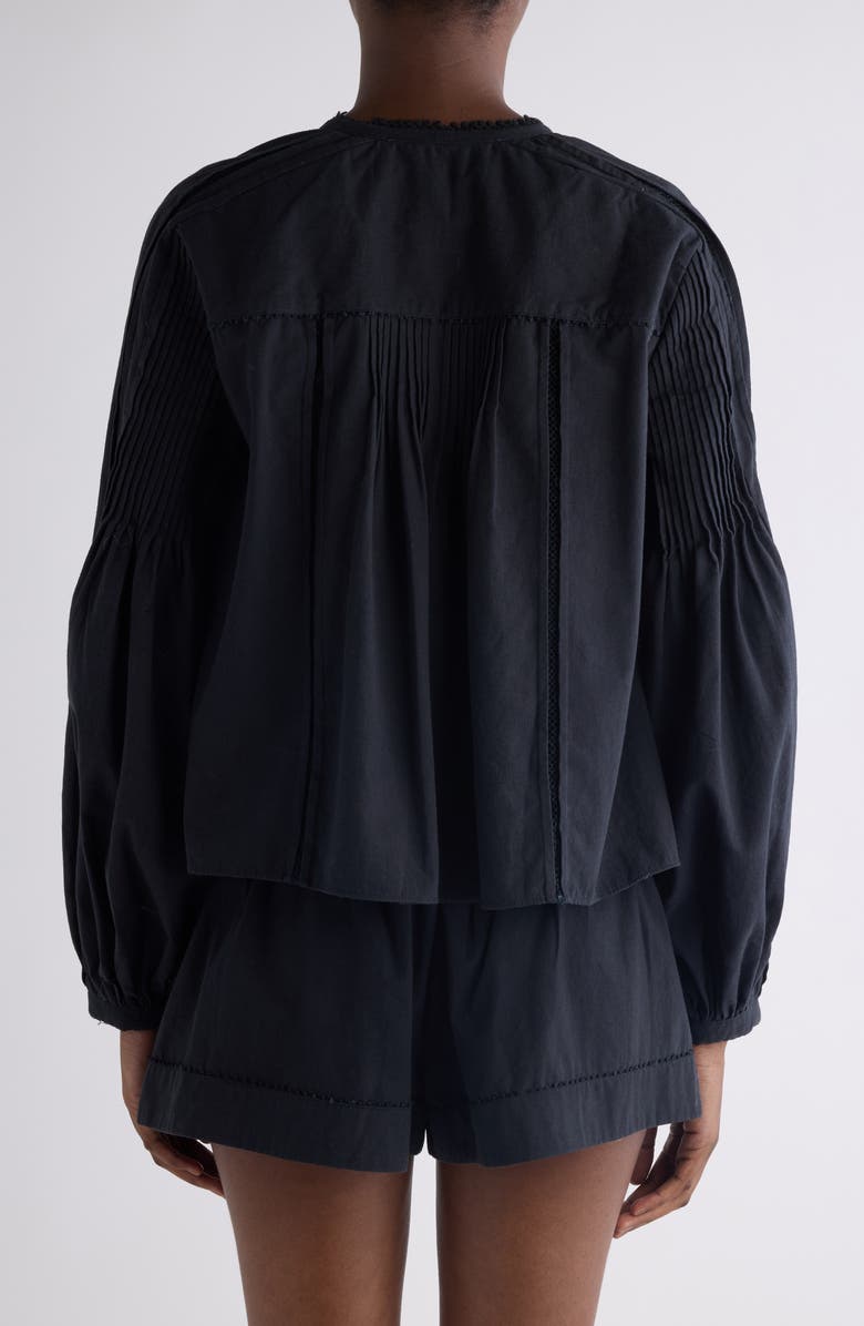 Isabel Marant Cubraly Ruffle Cotton Button-Up Shirt, Alternate, color, Black