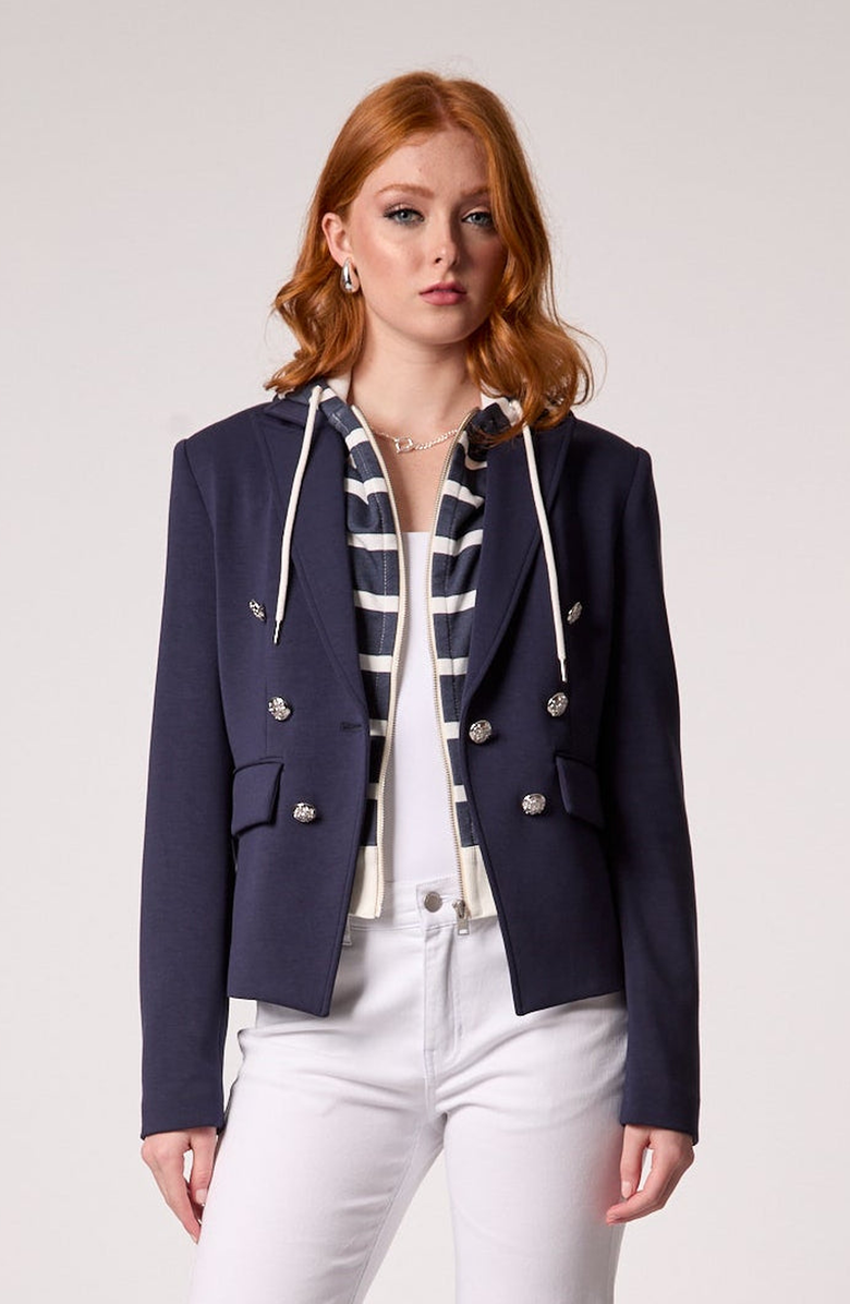 BLUE REVIVAL Kasey Hooded Blazer, Main, color, Navy