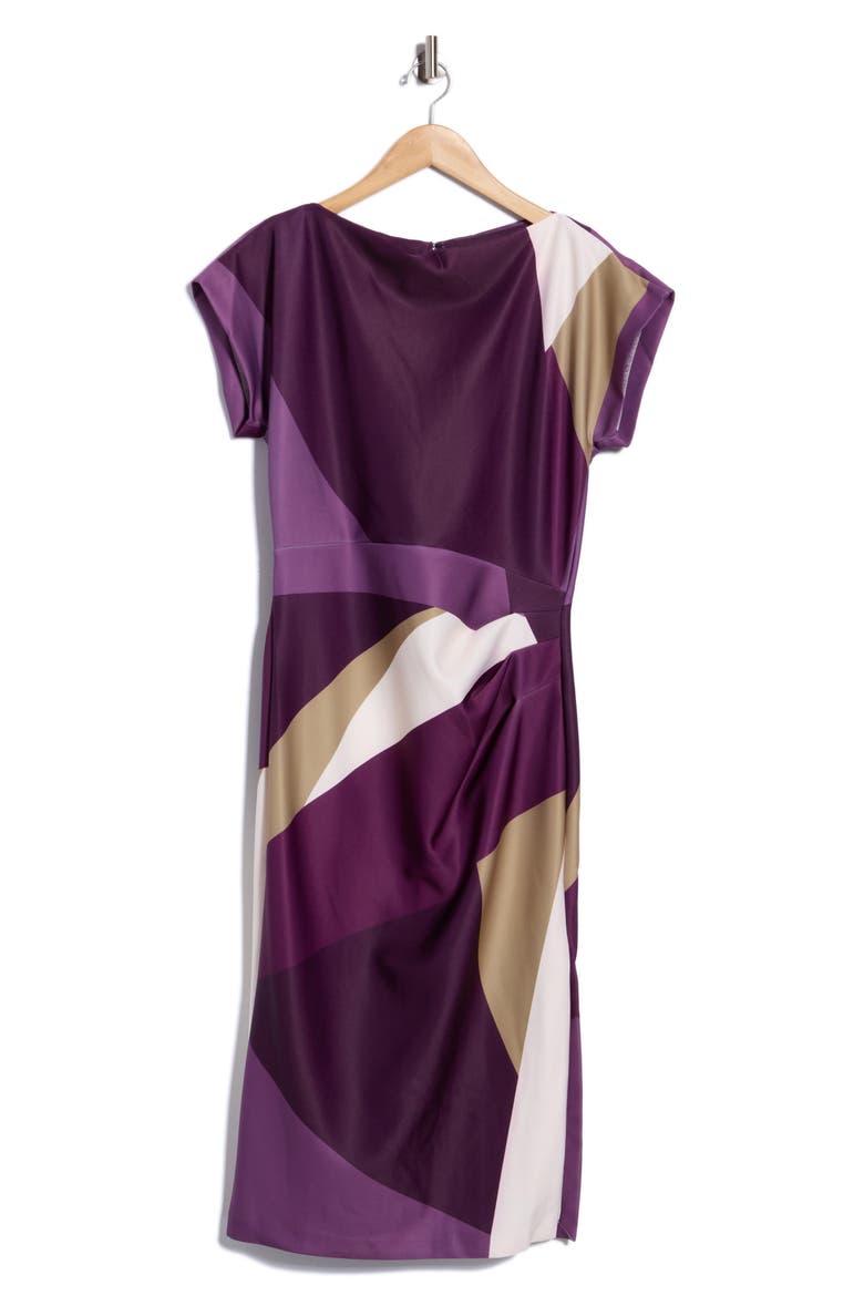 Colorblock Scuba Knit Midi Dress, Main, color, ELDRBRRY M